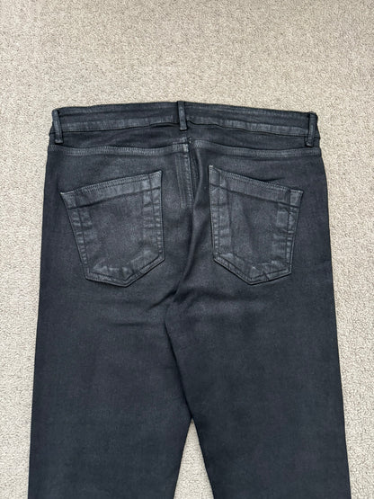 FW19 Rick Owens DRKSHDW Black Waxed Tyrone Cut Denim Jeans