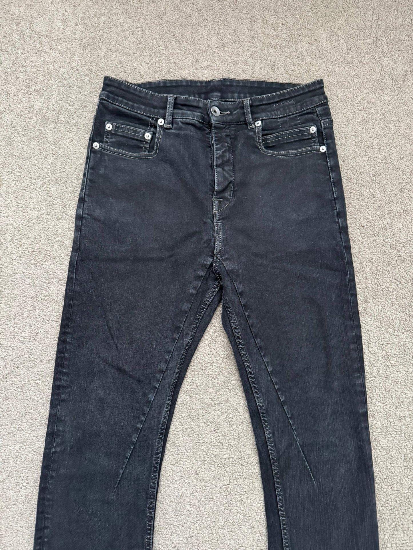 SS22 Rick Owens DRKSHDW "Fogachine" Faded Detroit Cut Denim Jeans