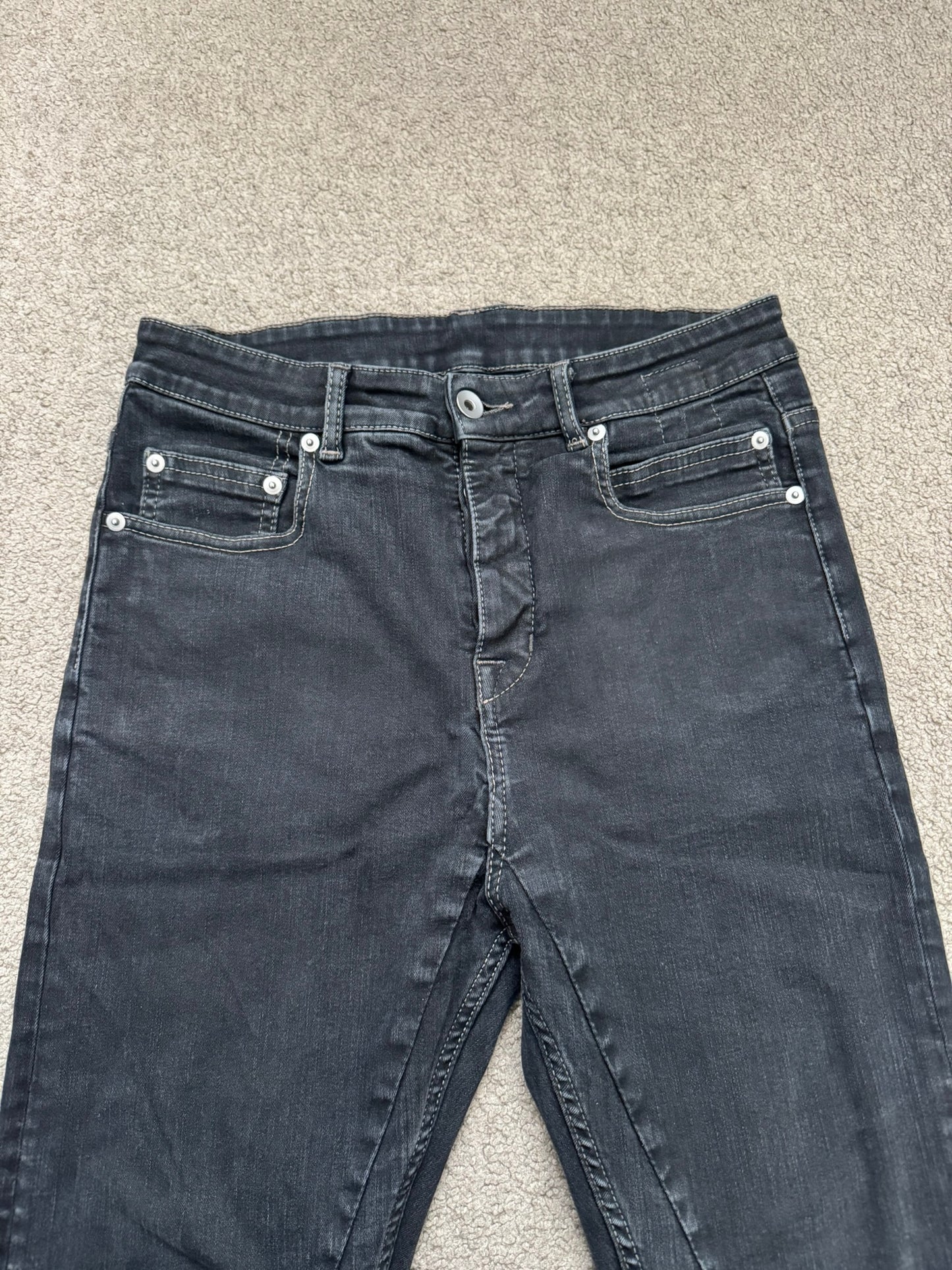 SS22 Rick Owens DRKSHDW "Fogachine" Faded Detroit Cut Denim Jeans