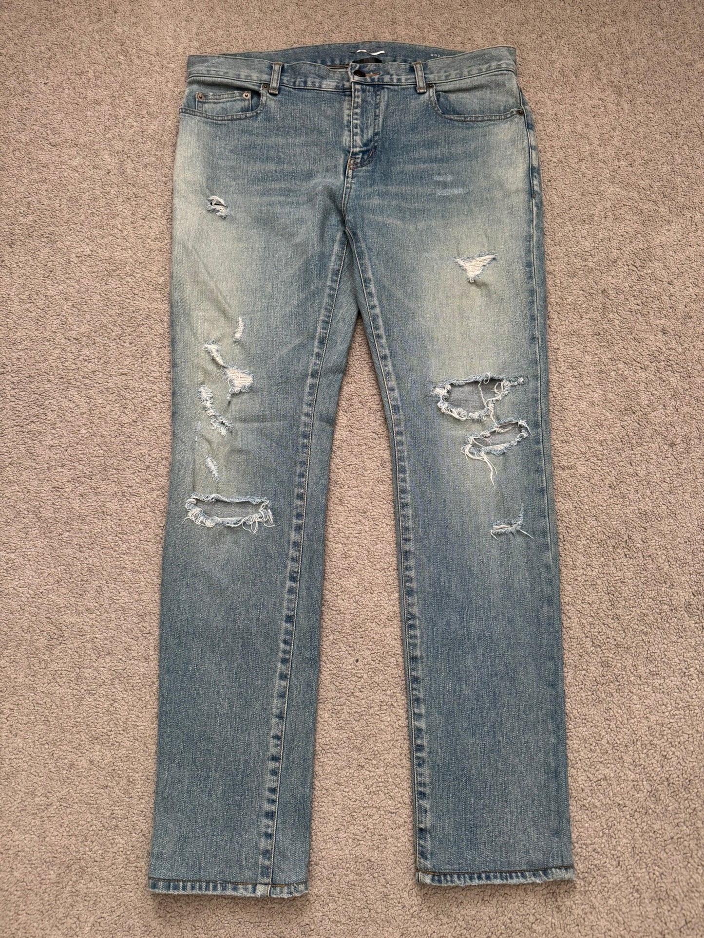 FW17 Saint Laurent Paris Crash Distressed D02 Denim Jeans
