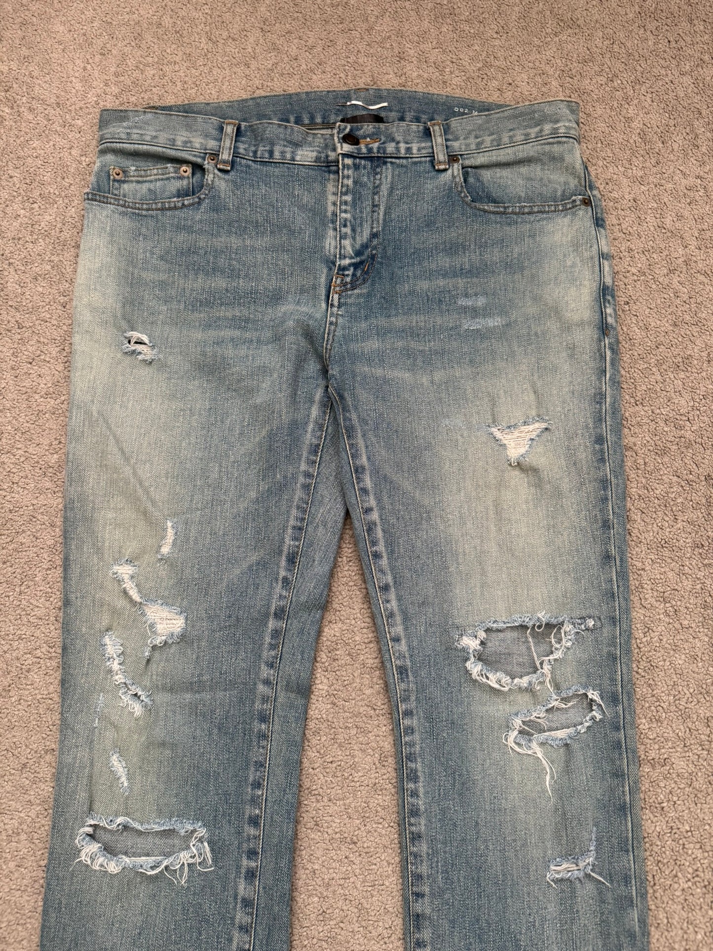 FW17 Saint Laurent Paris Crash Distressed D02 Denim Jeans