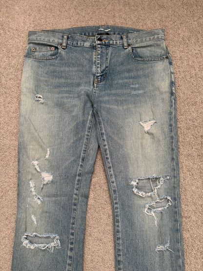 FW17 Saint Laurent Paris Crash Distressed D02 Denim Jeans