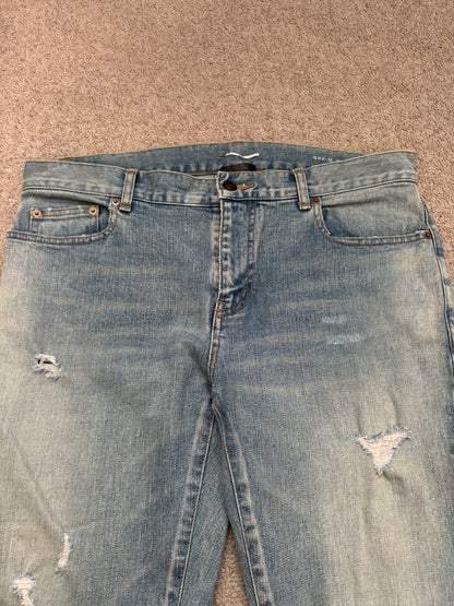 FW17 Saint Laurent Paris Crash Distressed D02 Denim Jeans