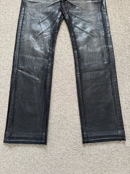 AW03 Dior Homme by Hedi Slimane “Luster” Black Waxed Clawmark Denim Jeans