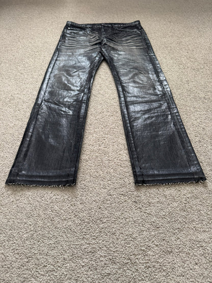 AW03 Dior Homme by Hedi Slimane “Luster” Black Waxed Clawmark Denim Jeans