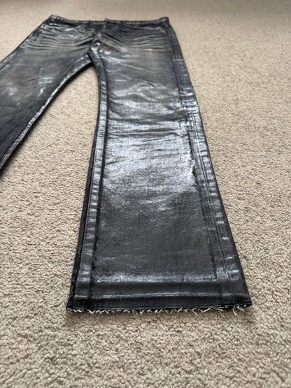 AW03 Dior Homme by Hedi Slimane “Luster” Black Waxed Clawmark Denim Jeans