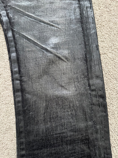 AW03 Dior Homme by Hedi Slimane “Luster” Black Waxed Clawmark Denim Jeans