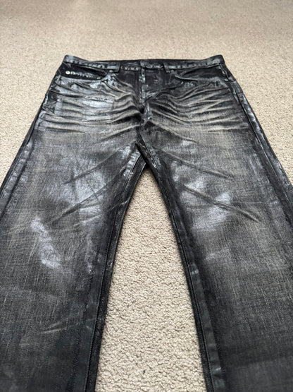AW03 Dior Homme by Hedi Slimane “Luster” Black Waxed Clawmark Denim Jeans