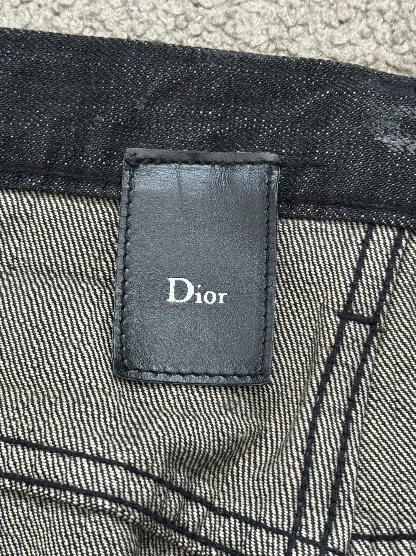 AW03 Dior Homme by Hedi Slimane “Luster” Black Waxed Clawmark Denim Jeans