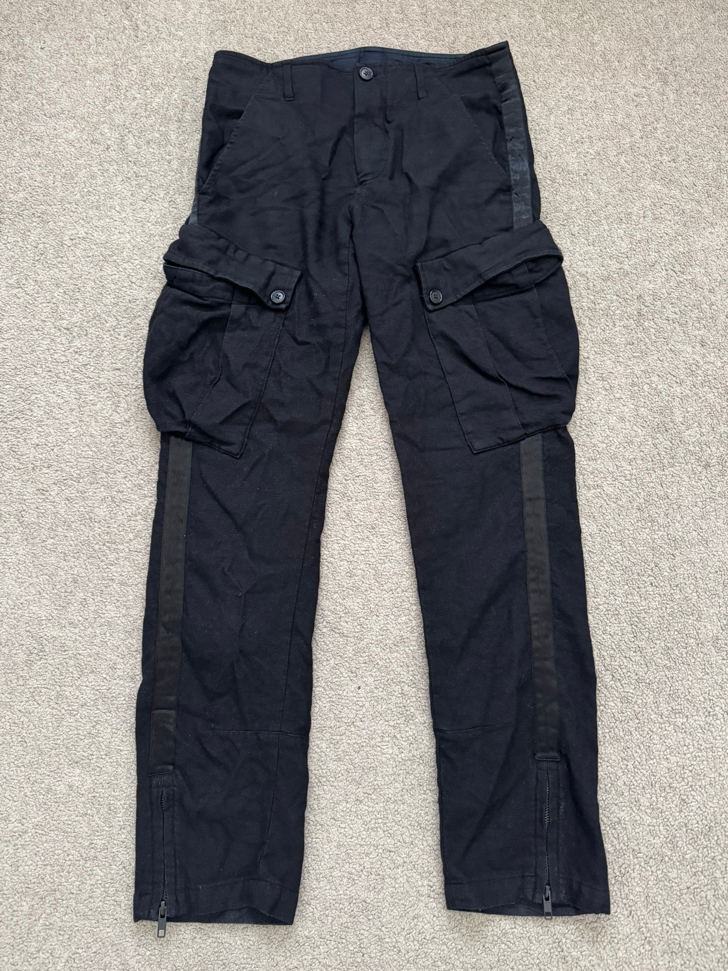 Ann Demeulemeester Wool Side Stripe Cargo Pants