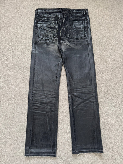 AW03 Dior Homme by Hedi Slimane “Luster” Black Waxed Clawmark Denim Jeans