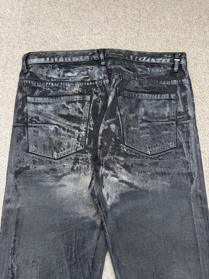 AW03 Dior Homme by Hedi Slimane “Luster” Black Waxed Clawmark Denim Jeans
