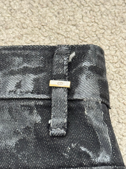 AW03 Dior Homme by Hedi Slimane “Luster” Black Waxed Clawmark Denim Jeans
