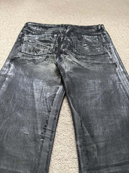 AW03 Dior Homme by Hedi Slimane “Luster” Black Waxed Clawmark Denim Jeans