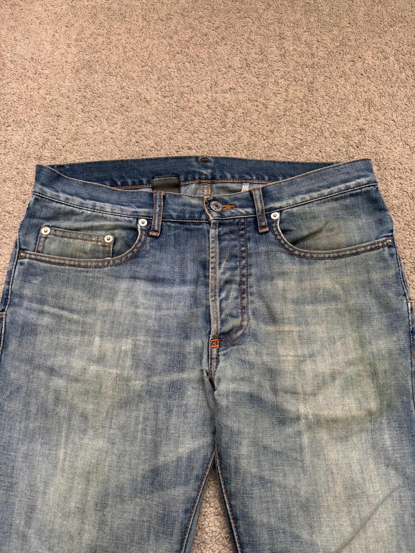 SS08 Dior Homme by Kris Van Assche Dirty Light Washed Denim Jeans