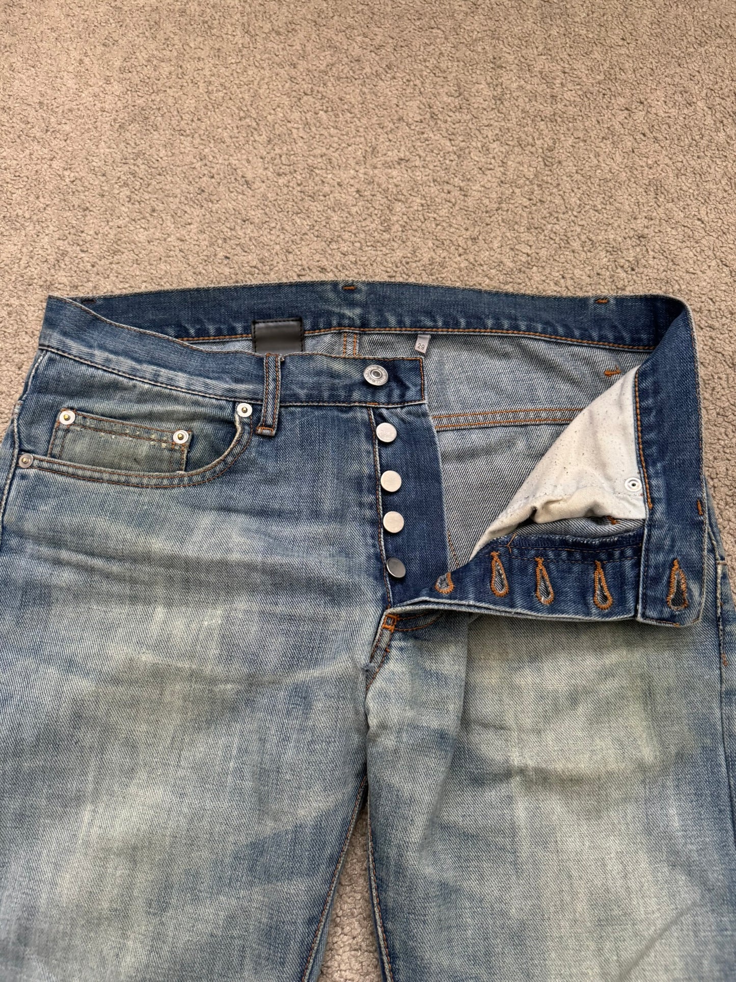 SS08 Dior Homme by Kris Van Assche Dirty Light Washed Denim Jeans
