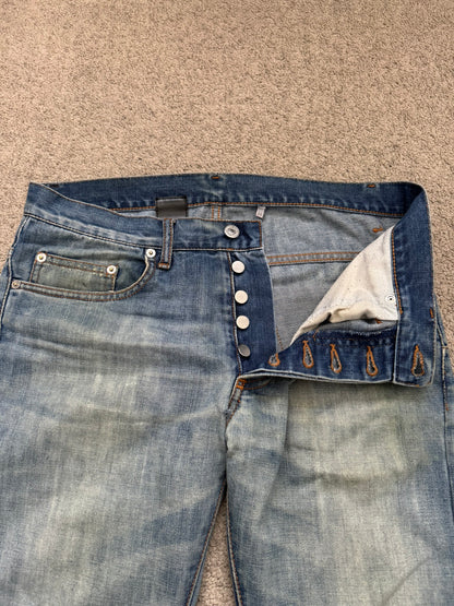 SS08 Dior Homme by Kris Van Assche Dirty Light Washed Denim Jeans
