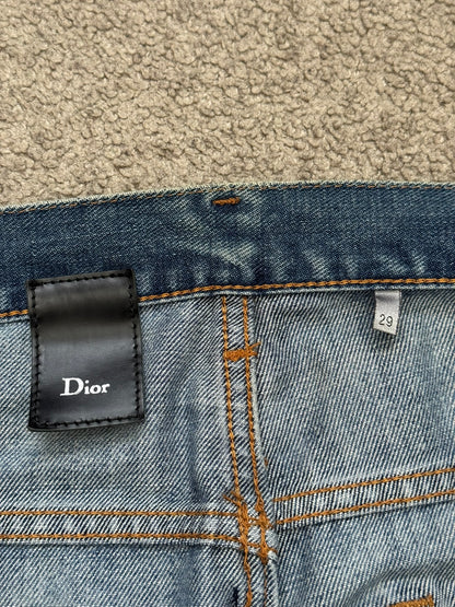 SS08 Dior Homme by Kris Van Assche Dirty Light Washed Denim Jeans