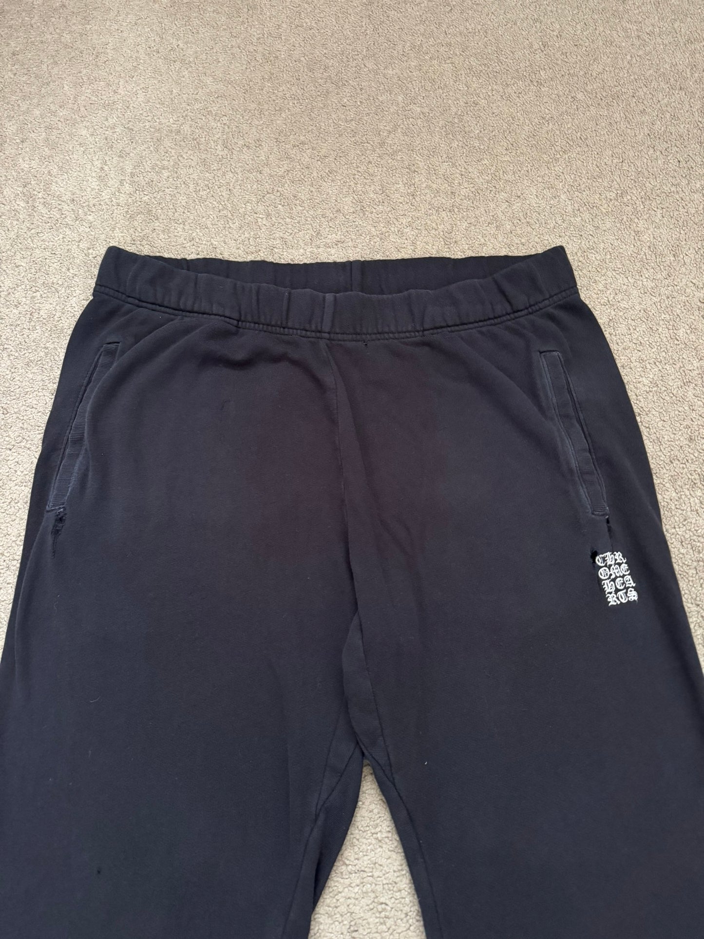 Chrome Hearts Cut & Sewn Vertical Logo Black Sweatpants