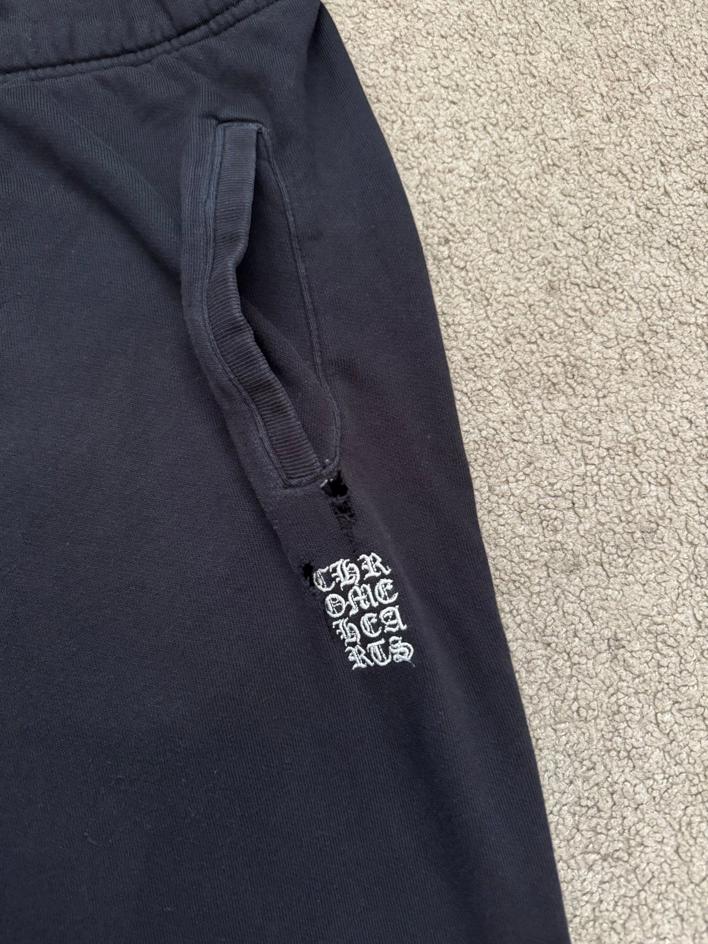 Chrome Hearts Cut & Sewn Vertical Logo Black Sweatpants