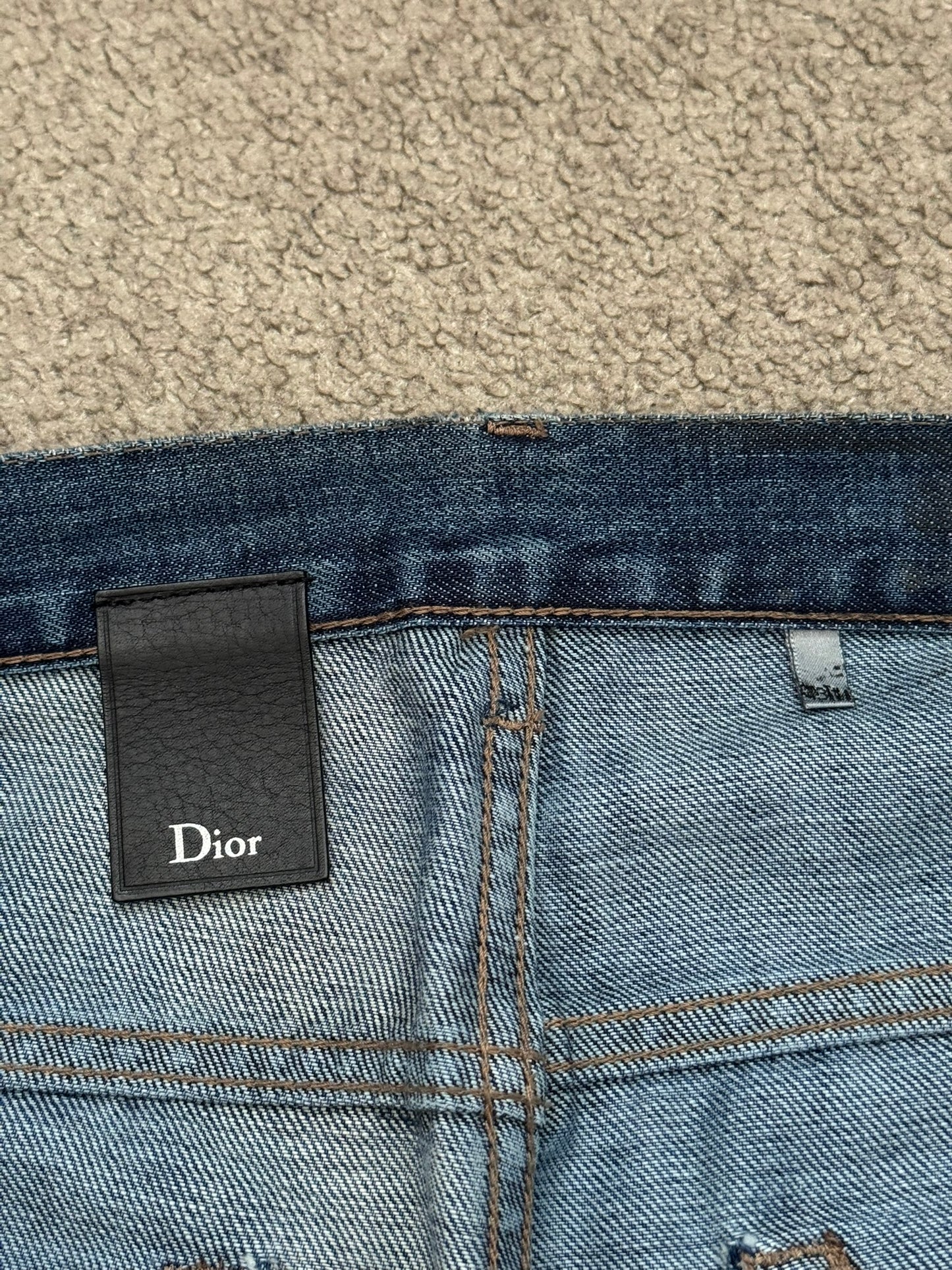 FW14 Dior Homme by Kris Van Assche Black Waxed Blue Denim Jeans