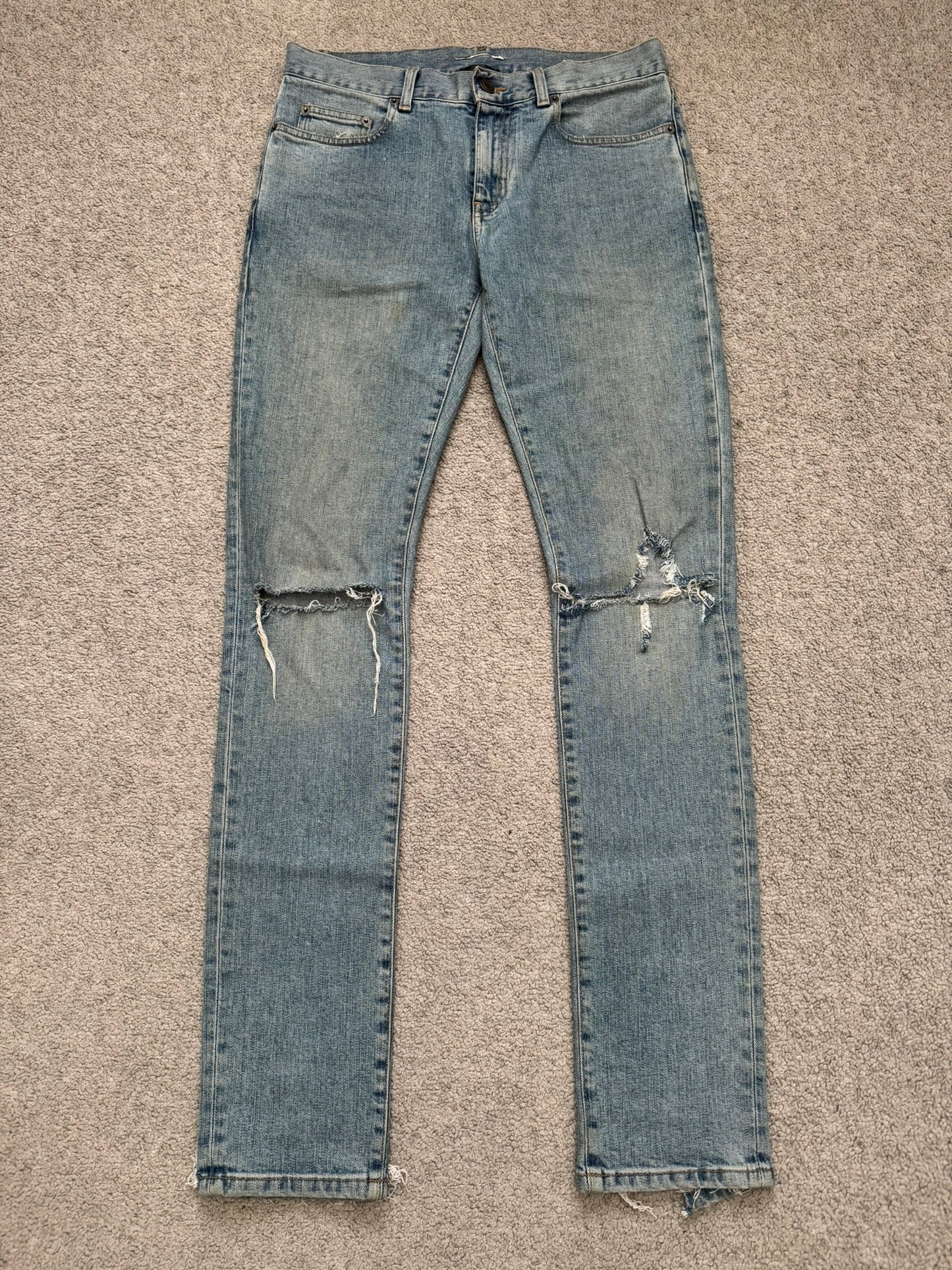 FW15 Saint Laurent by Hedi Slimane Knee Slit D02 Denim Jeans