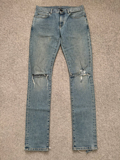 FW15 Saint Laurent by Hedi Slimane Knee Slit D02 Denim Jeans