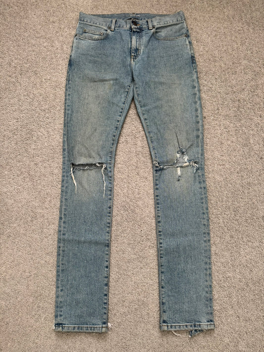 FW15 Saint Laurent by Hedi Slimane Knee Slit D02 Denim Jeans