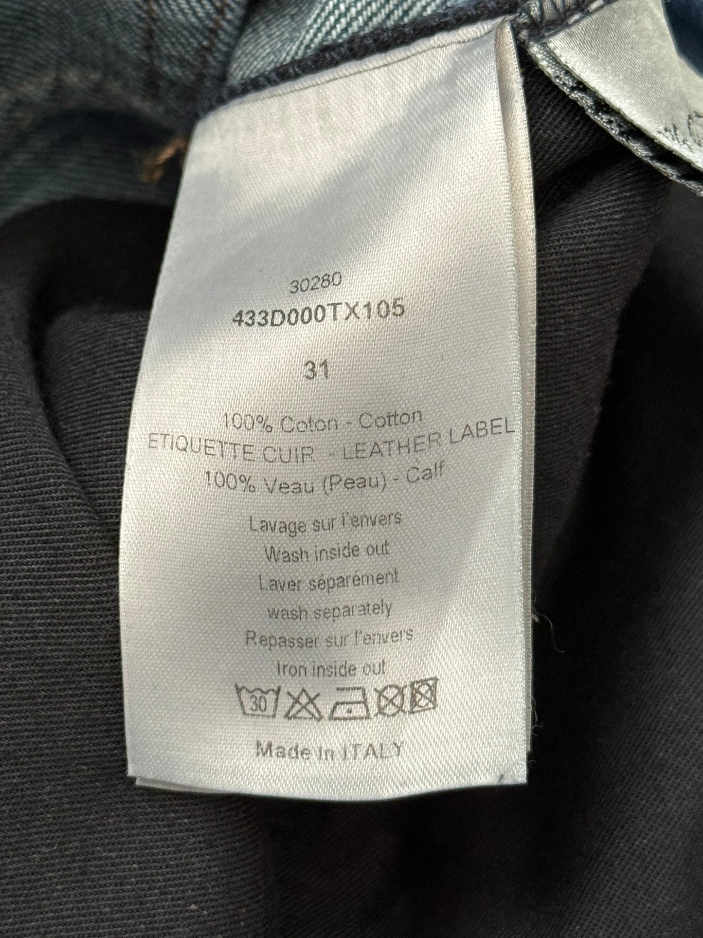 FW14 Dior Homme by Kris Van Assche Black Waxed Blue Denim Jeans