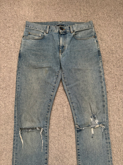 FW15 Saint Laurent by Hedi Slimane Knee Slit D02 Denim Jeans