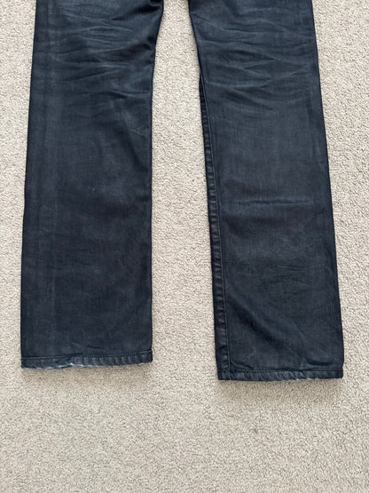 FW14 Dior Homme by Kris Van Assche Black Waxed Blue Denim Jeans