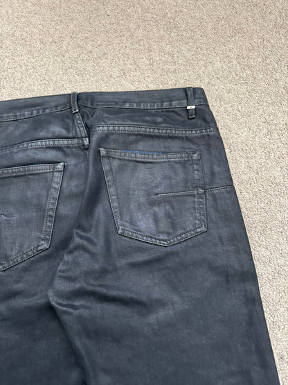 FW14 Dior Homme by Kris Van Assche Black Waxed Blue Denim Jeans