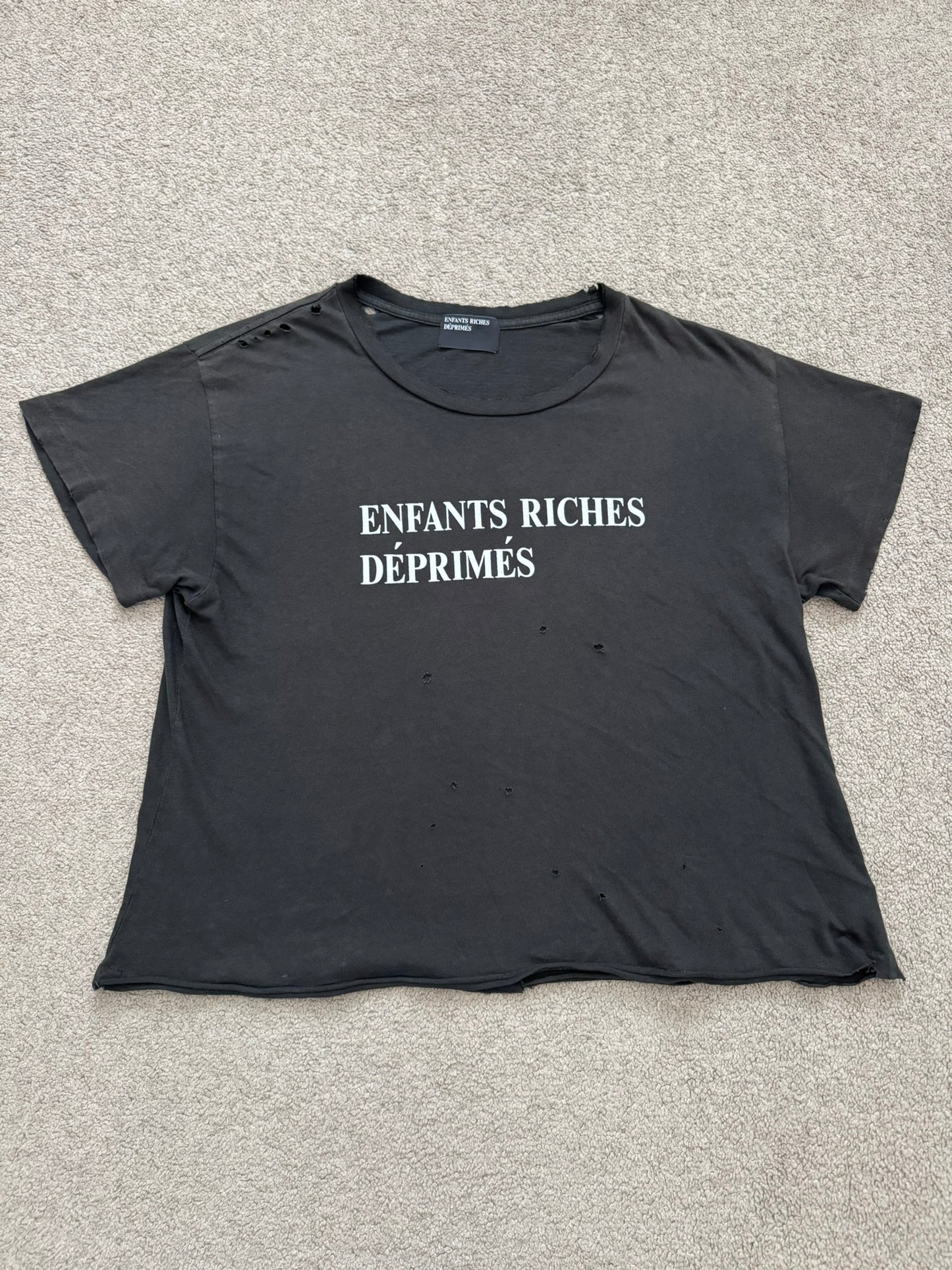 Enfants Riches Deprimes Black Distressed Logo T Shirt