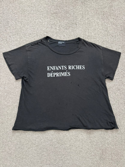 Enfants Riches Deprimes Black Distressed Logo T Shirt