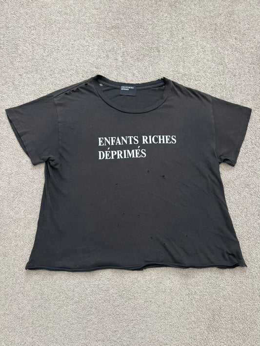 Enfants Riches Deprimes Black Distressed Logo T Shirt