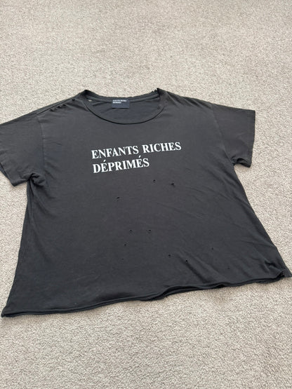 Enfants Riches Deprimes Black Distressed Logo T Shirt
