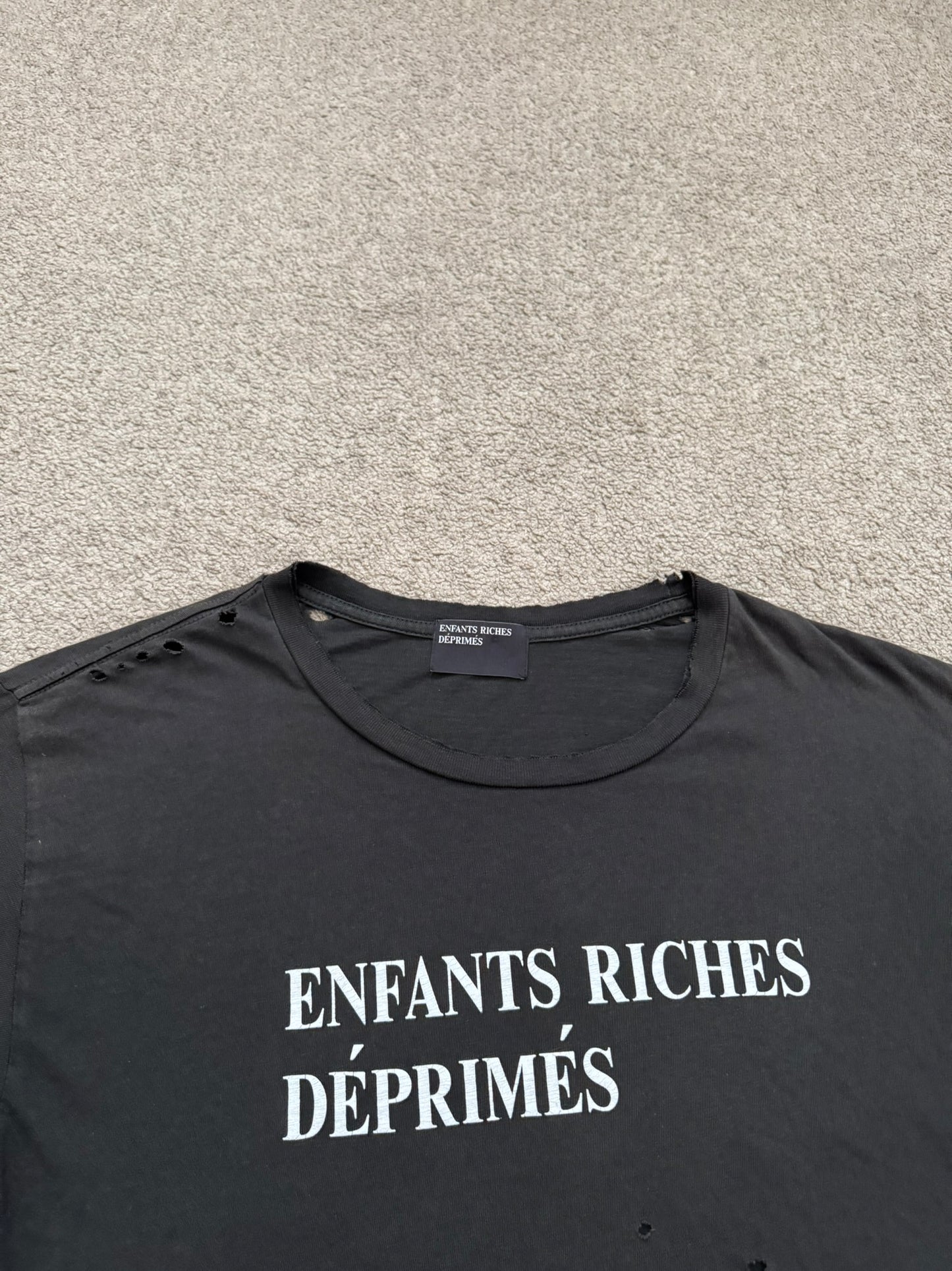 Enfants Riches Deprimes Black Distressed Logo T Shirt