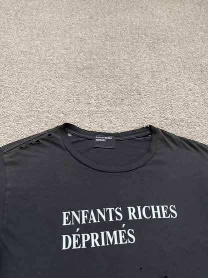 Enfants Riches Deprimes Black Distressed Logo T Shirt