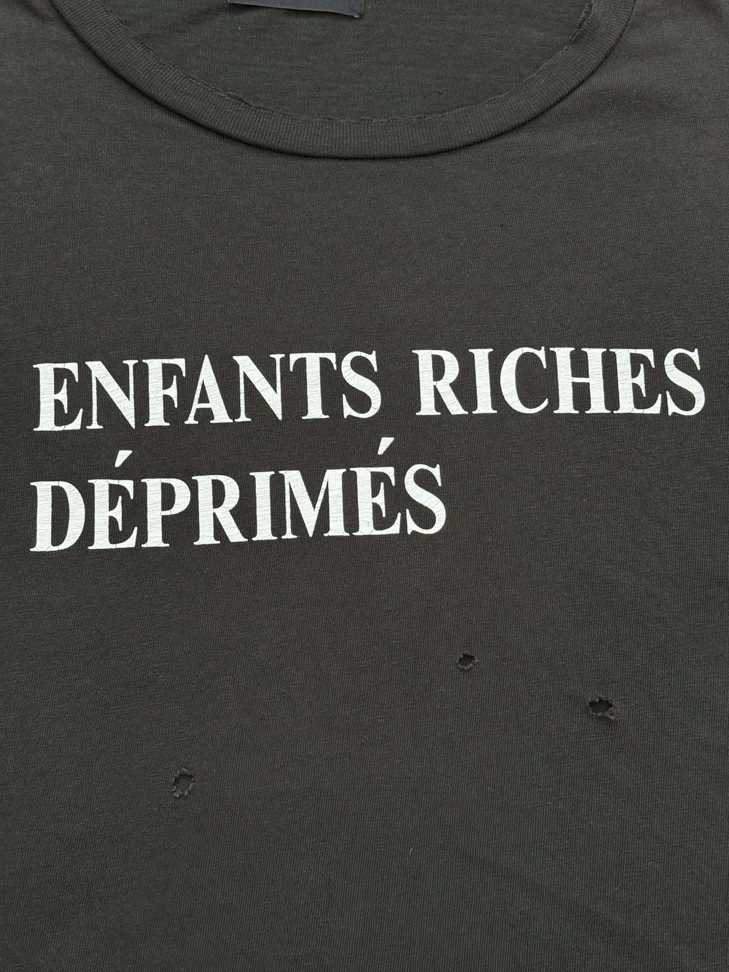 Enfants Riches Deprimes Black Distressed Logo T Shirt