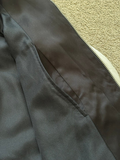 SS14 Saint Laurent by Hedi Slimane Satin Teddy Varsity Bomber Jacket