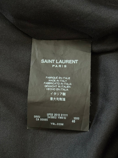 SS14 Saint Laurent by Hedi Slimane Satin Teddy Varsity Bomber Jacket