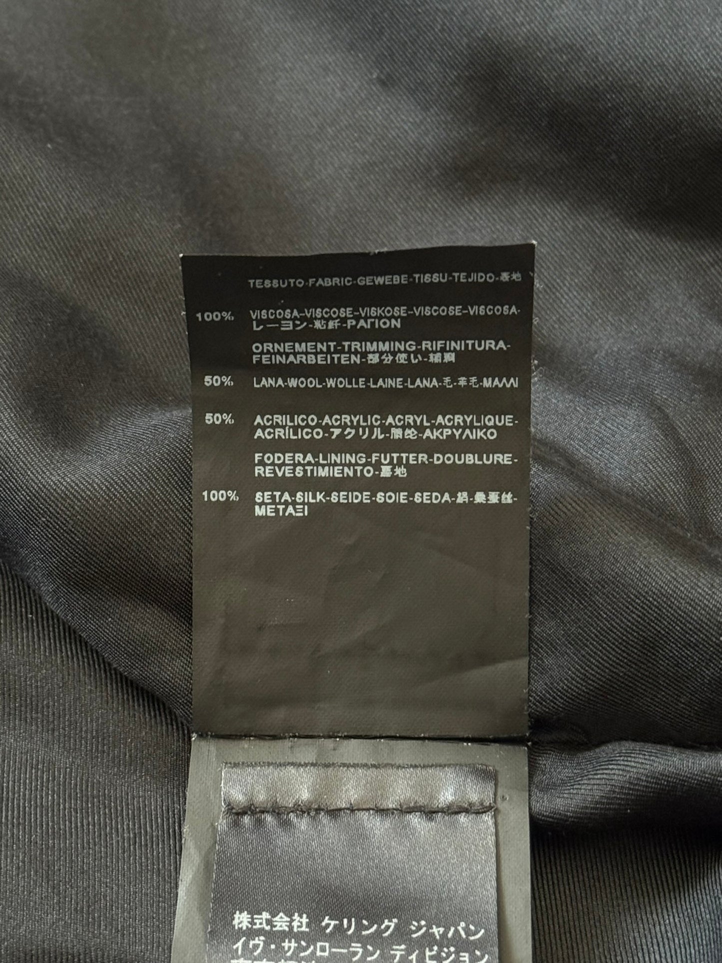 SS14 Saint Laurent by Hedi Slimane Satin Teddy Varsity Bomber Jacket