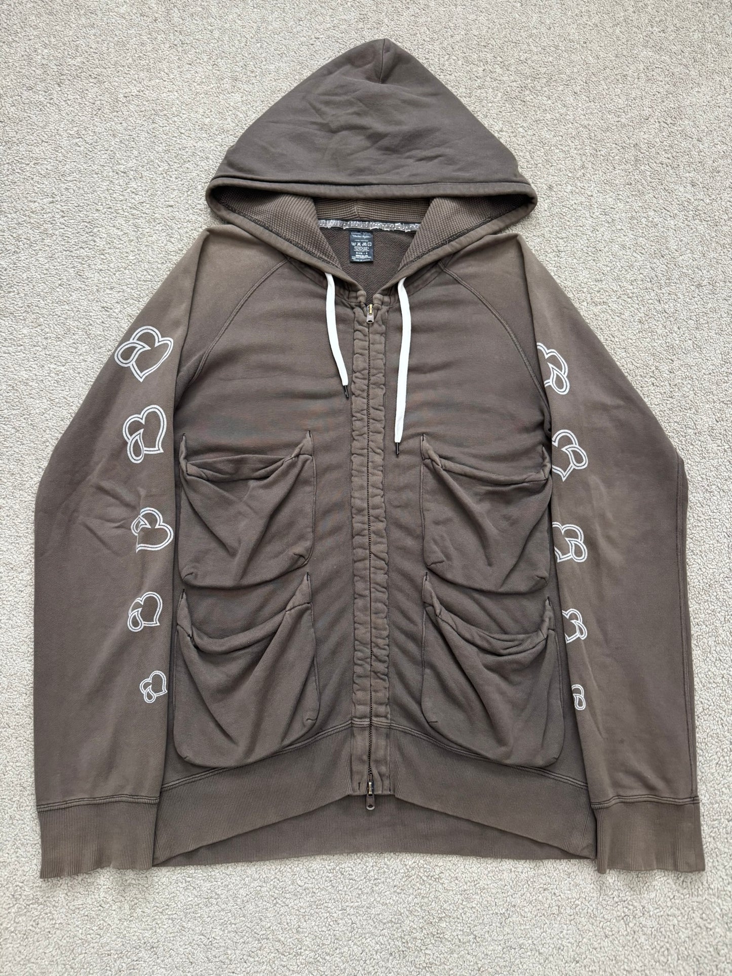 SS05 Number (N)ine "Nightcrawler" Crying Hearts Cargo Zip Up Hoodie
