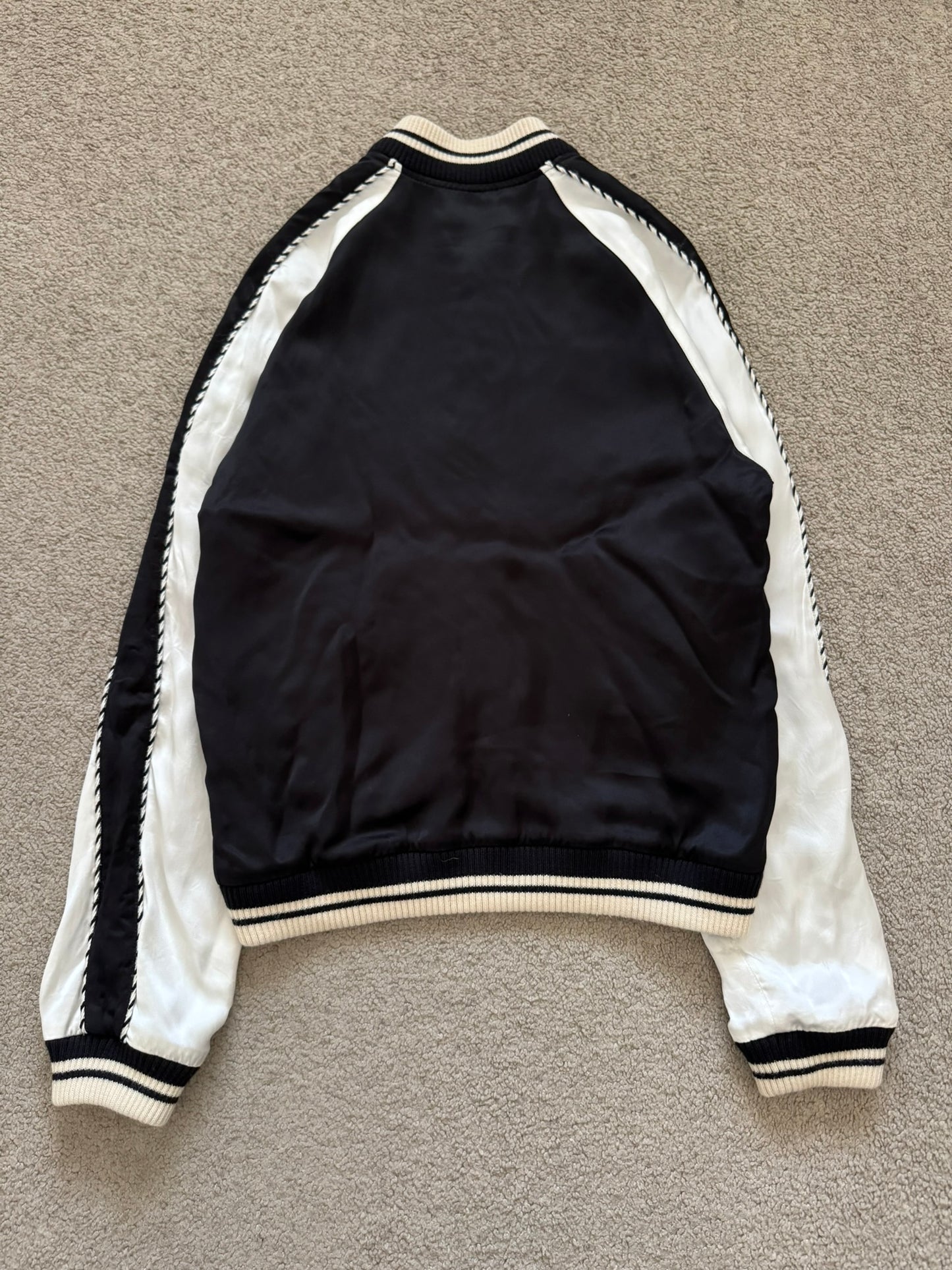 SS14 Saint Laurent by Hedi Slimane Satin Teddy Varsity Bomber Jacket