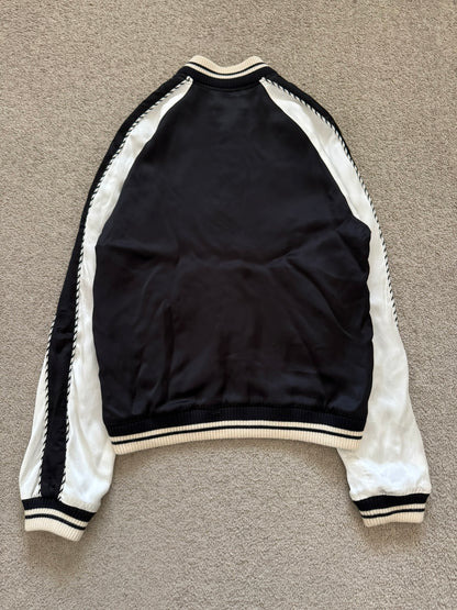 SS14 Saint Laurent by Hedi Slimane Satin Teddy Varsity Bomber Jacket