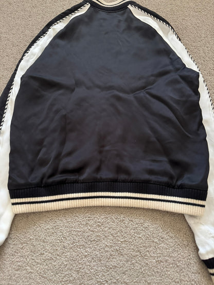 SS14 Saint Laurent by Hedi Slimane Satin Teddy Varsity Bomber Jacket