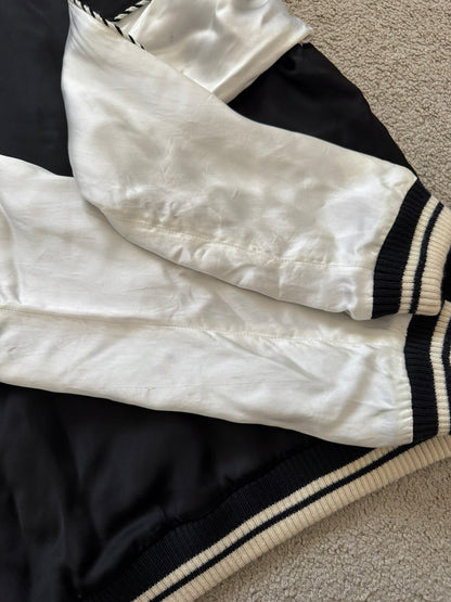 SS14 Saint Laurent by Hedi Slimane Satin Teddy Varsity Bomber Jacket