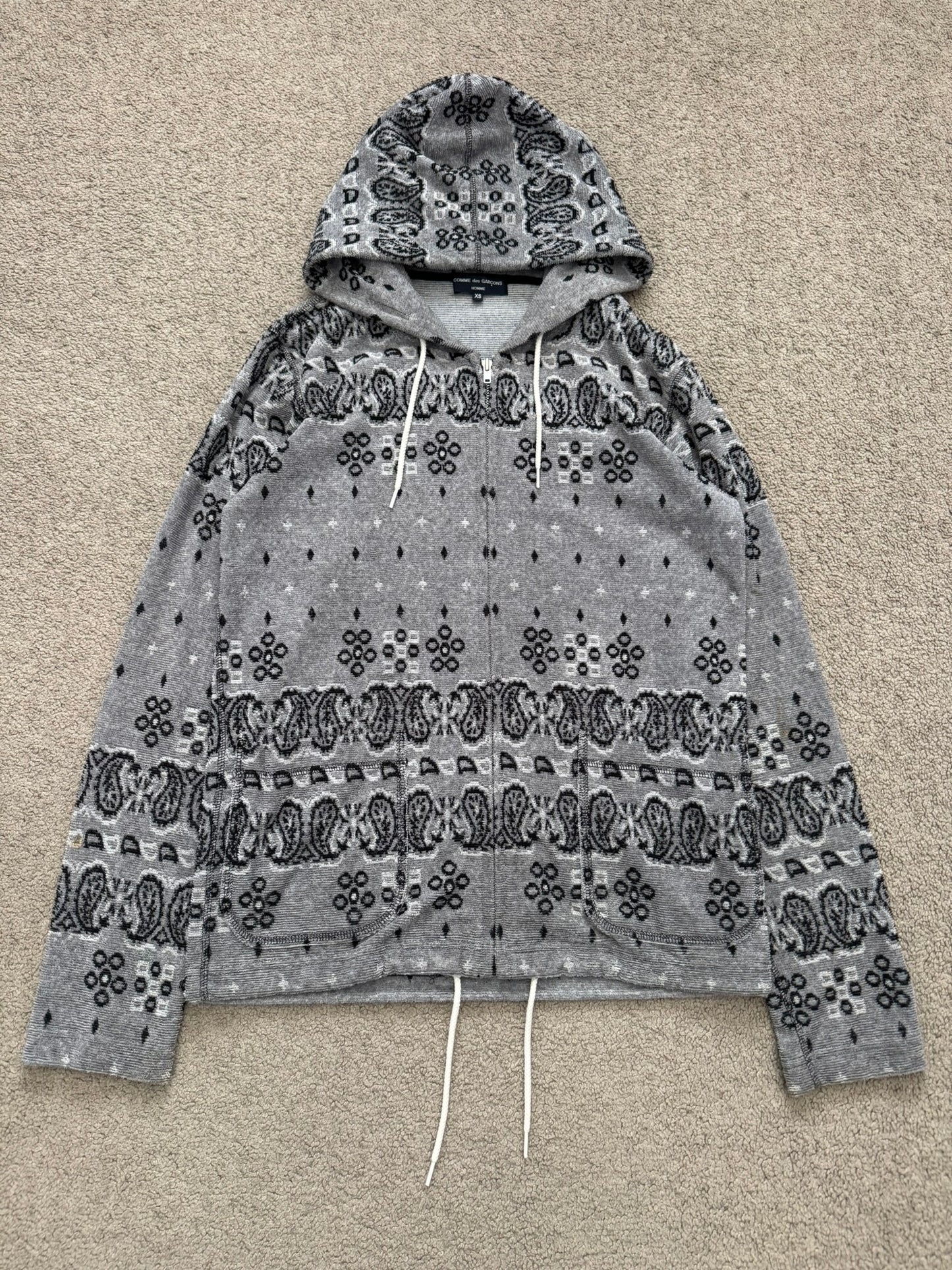 FW12 Comme Des Garcons Homme Paisley Knitted Zip Up Hoodie