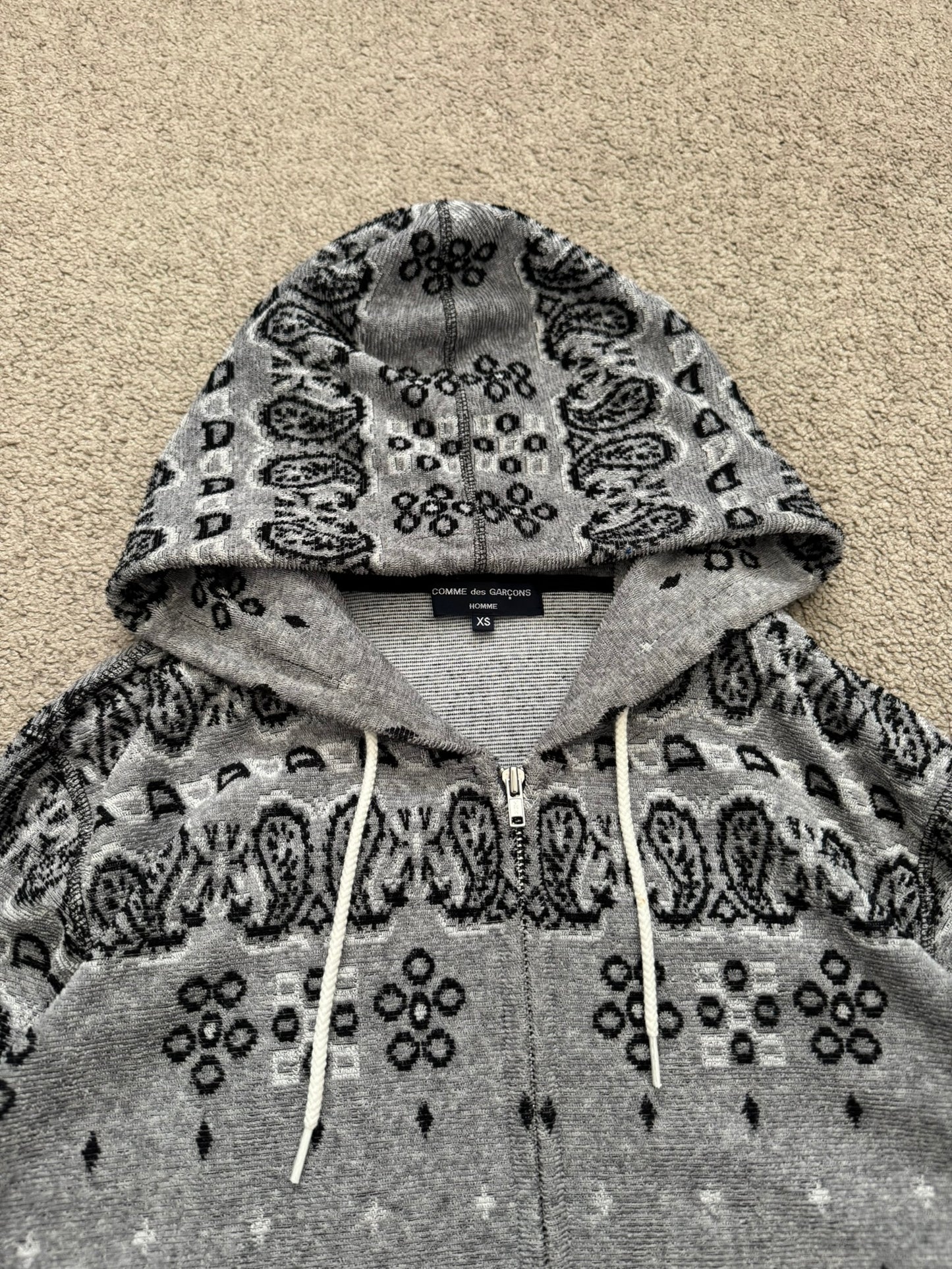 FW12 Comme Des Garcons Homme Paisley Knitted Zip Up Hoodie
