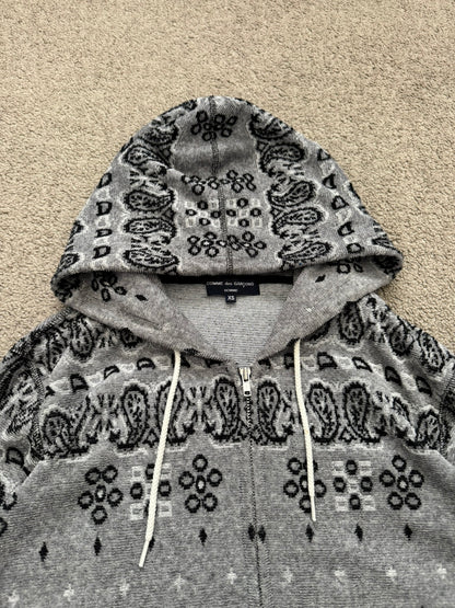 FW12 Comme Des Garcons Homme Paisley Knitted Zip Up Hoodie